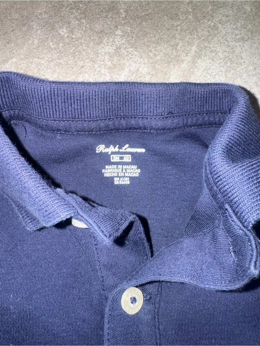 Ralph Lauren Navy Polo Baby Shortall with Red Pony - 3M